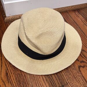 Banana Republic Straw Hat with Black Ribbon Trim
